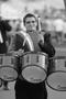 Photograph: [Percussionist performs with UNT marching band]