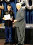 Photograph: [Peter McLellan presents award to Brenan Olson at Allen High JROTC ev…