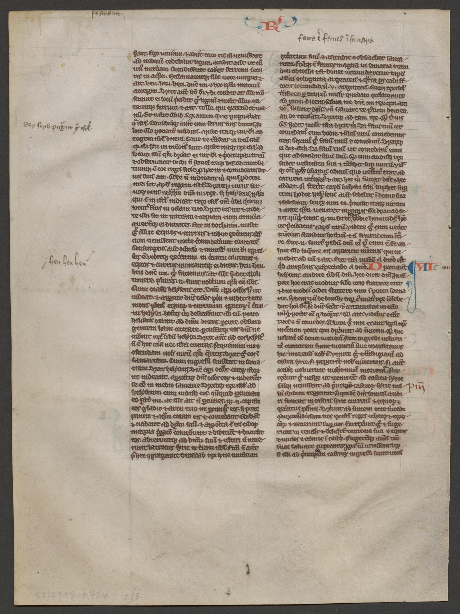 [Leaf from Latin Bible of 2 Kings 5, 13th Century, England or France?]
                                                
                                                    [Sequence #]: 2 of 2
                                                