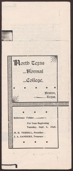 Primary view of object titled 'Catalog of North Texas Normal College: September 6, 1898'.