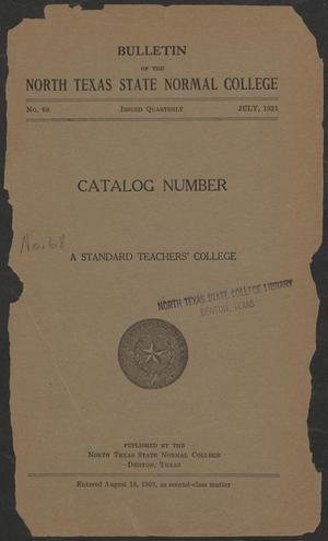 Primary view of object titled 'Catalog of North Texas State Normal College: July 1921'.