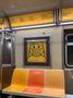 Primary view of [New York City subway train interior and public service face mask poster]