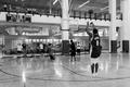 Photograph: [Sirik Hearn takes shot during intramural three-point contest, 2]