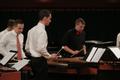 Photograph: [Three xylophone players at the Percussion Holiday Performance]