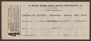 Primary view of object titled '[A Lattin book subscription]'.