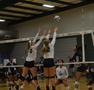 Primary view of [Holly Milam and Amy Henard attempt to block during JSU match]