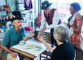 Photograph: [Randy and Sallie Mallory tea duel at Art & Espresso]