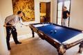 Primary view of [Mike Modano and family member playing pool]