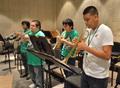 Primary view of [Students play trumpet at 2012 Mariachi Aguilitas camp]