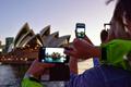 Photograph: [One O'Clock Lab Band members photograph the Sydney Opera House]