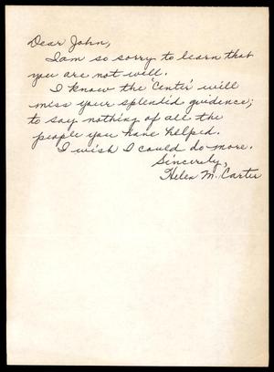 Primary view of object titled '[Letter to John Thomas from Helen M. Carter]'.
