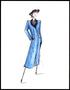 Primary view of [Sketch created by Michael Faircloth of a blue coat for Laura Bush's inauguration]