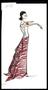 Primary view of [Art print (2138) created by Michael Faircloth of a dress with a red skirt and white bodice]