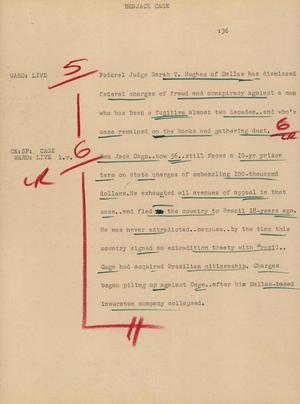 Primary view of object titled '[News Script: Ben Jack Cage]'.