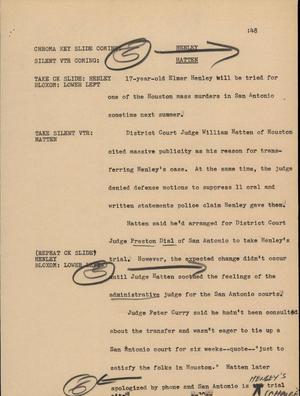 Primary view of object titled '[News Script: Henley Hatten]'.