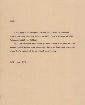 Primary view of object titled '[News Script: Fall]'.