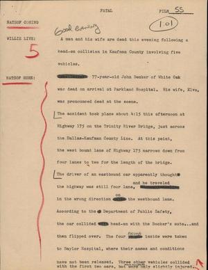 Primary view of object titled '[News Script: Fatal]'.