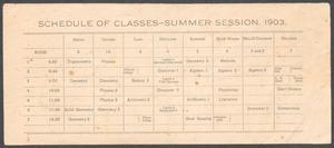 Primary view of object titled 'North Texas State Normal College Schedule of Classes: Summer 1903'.