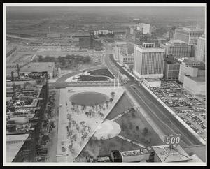 Primary view of object titled '[An aerial view of Dallas City Hall, 1]'.