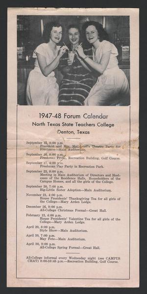 Primary view of object titled '[North Texas State Teachers College Forum Calendar]'.