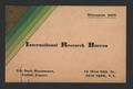 Text: [Business card for the International Research Bureau]