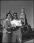 Photograph: [David Klement and Frances Braff in front of Administration Building]