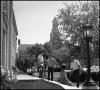 Photograph: [Students standing on the steps of the Library Building, with Adminis…