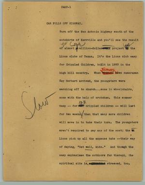 Primary view of object titled '[News Script: Camp]'.