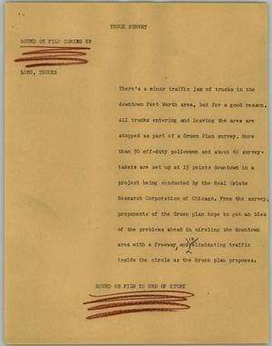 Primary view of object titled '[News Script: Truck Survey]'.