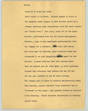 Primary view of object titled '[News Script: Strike]'.