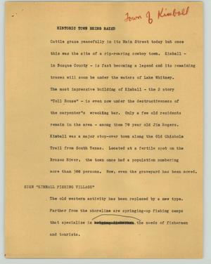 Primary view of object titled '[News Script: Historic town being razed]'.