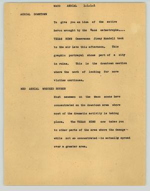 Primary view of object titled '[News Script: Waco aerial]'.