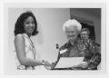 Thumbnail image of item number 1 in: '[Bobye Riney Scholarship recipient Joezette How with Dr. Riney]'.