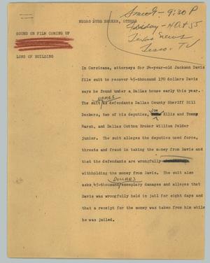 Primary view of object titled '[News Script: Negro sues Decker, others]'.