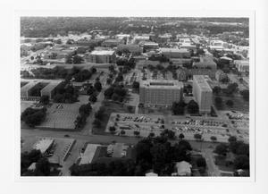 Primary view of object titled '[Aerial Photograph of Campus with Maple Hall and Kerr Hall]'.