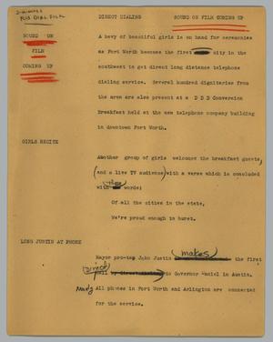 Primary view of object titled '[News Script: Direct dialing]'.