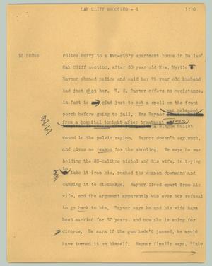 Primary view of object titled '[News Script: Oak Cliff shooting]'.