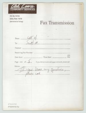 Primary view of object titled '[Fax Transmission: Oak Lawn Community Services]'.