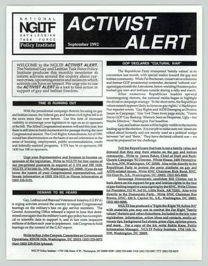 Primary view of object titled 'Activist Alert: September 1992'.