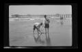 Photograph: [Byrd Williams III playing with his brother John on the beach]