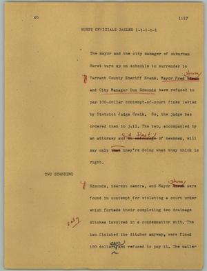 Primary view of object titled '[News Script: Hurst officials jailed]'.