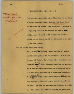 Primary view of object titled '[News Script: Paul Bone trial]'.