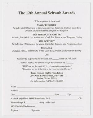 Primary view of object titled '[RSVP form for the 12th Annual Schwab Awards]'.
