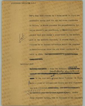 Primary view of object titled '[News Script: Courthouse dedicated]'.