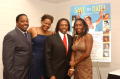 Photograph: [Curtis King, Alisa Peoples, and Cavin Yarbrough Posing with Guest]