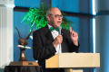 Thumbnail image of item number 1 in: '[UNT President Neal J. Smatresk Speaks into Microphone Addressing Audience]'.