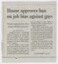 Clipping: House approves ban on job bias against gays