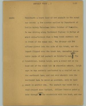 Primary view of object titled '[News Script: Asphalt work]'.