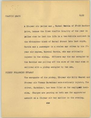 Primary view of object titled '[News Script: Traffic death]'.