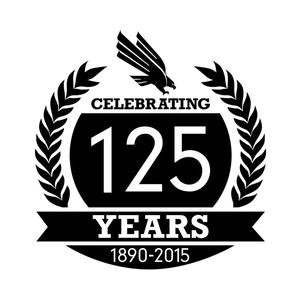Primary view of object titled '[Black and White 125th Anniversary Logo]'.